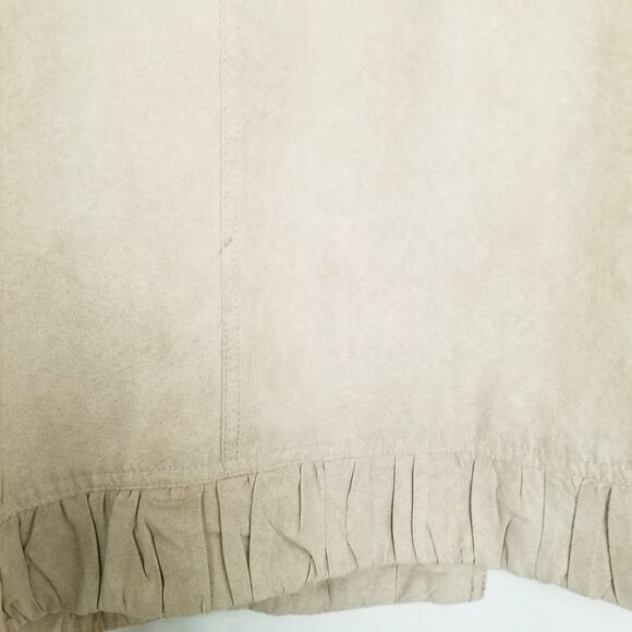 CJ Banks Women's Tan Washable Suede Open Jacket Gathered Hem Down Sleeves Sz 3X - Picture 4 of 7